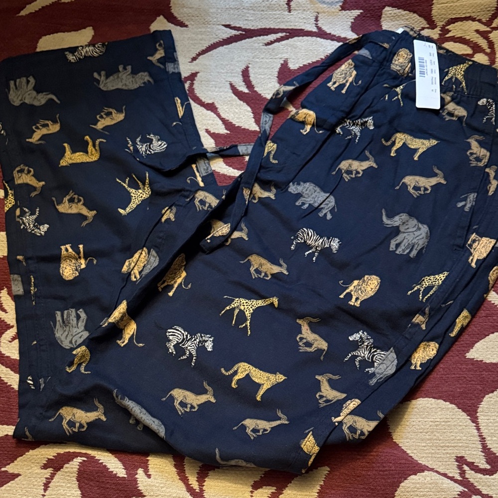 J. Crew Navy Men's Casual Pants with Gold and Gray Safari Print
